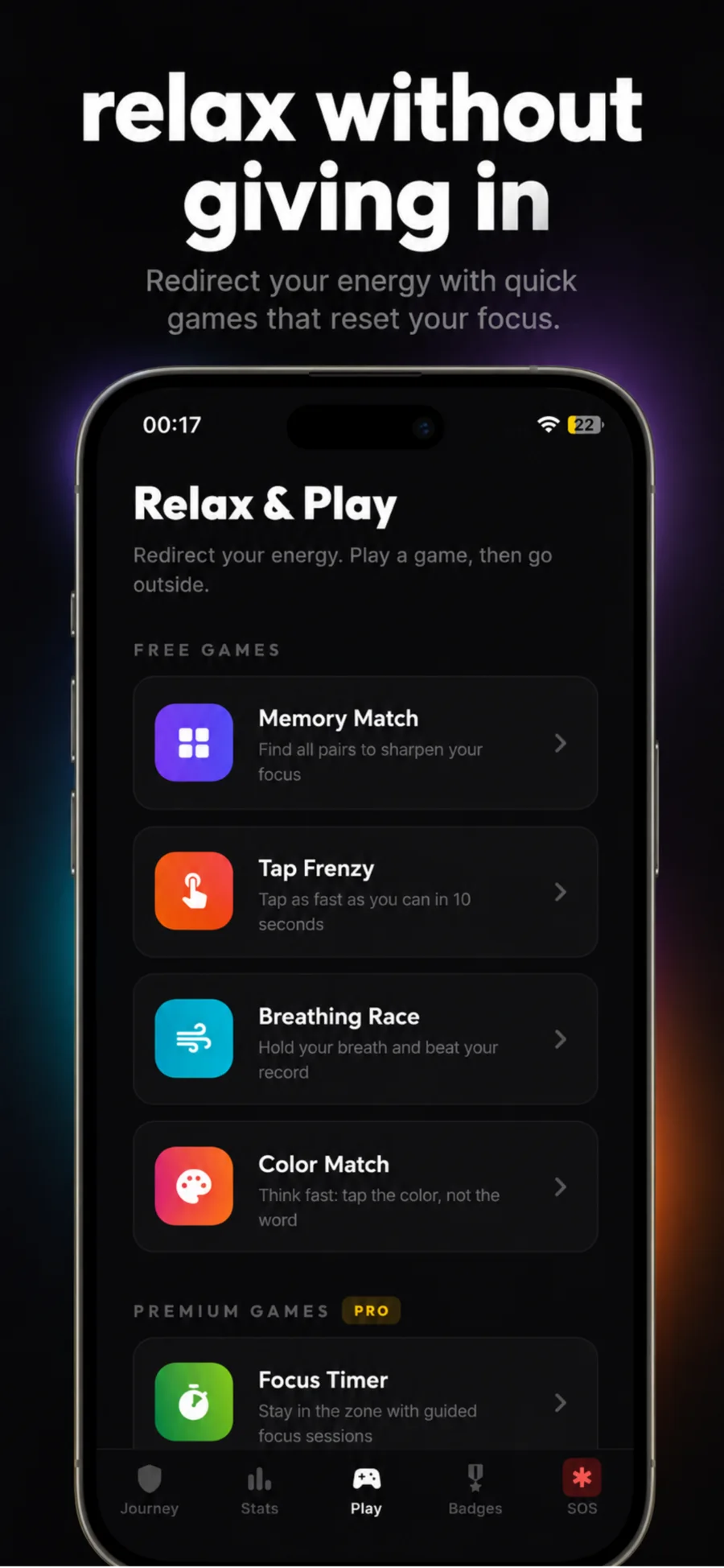 Hero Journey relax and play screen