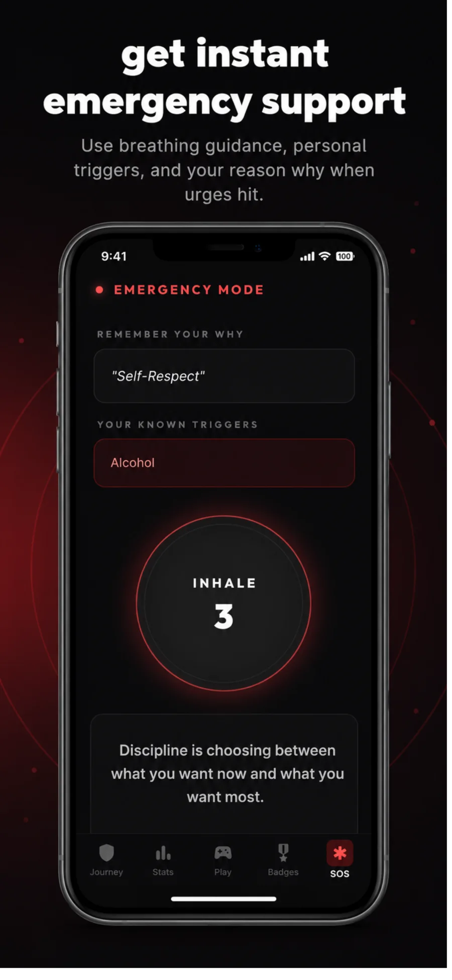 Hero Journey SOS emergency mode screen
