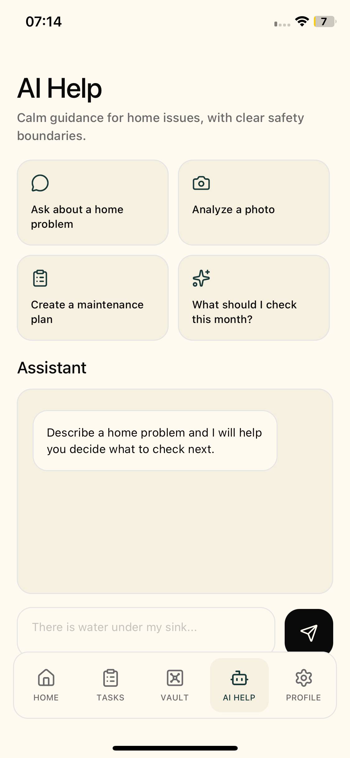 HomePulse welcome screen