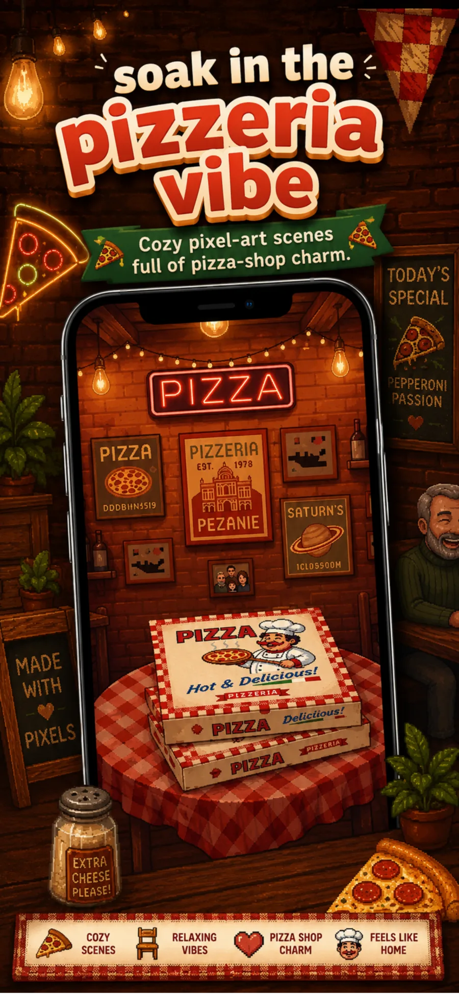 Pizza Up cozy pizzeria artwork